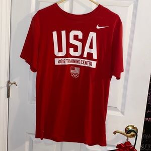 Red nike womens large dri-fit 2016 training center shirt